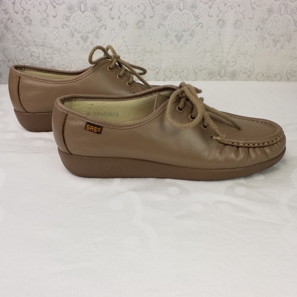 SAS Tan Hand sewn Leather Loafers, 8